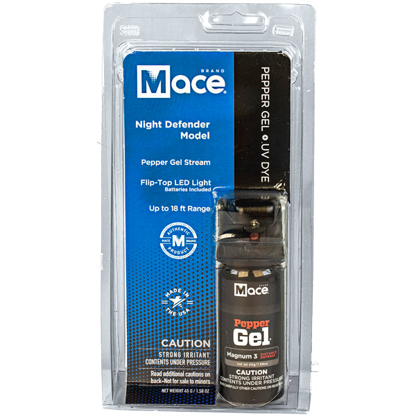 Mace® Pepper Gel Night Defender – Long-Range Self-Defense with Built-In LED Light