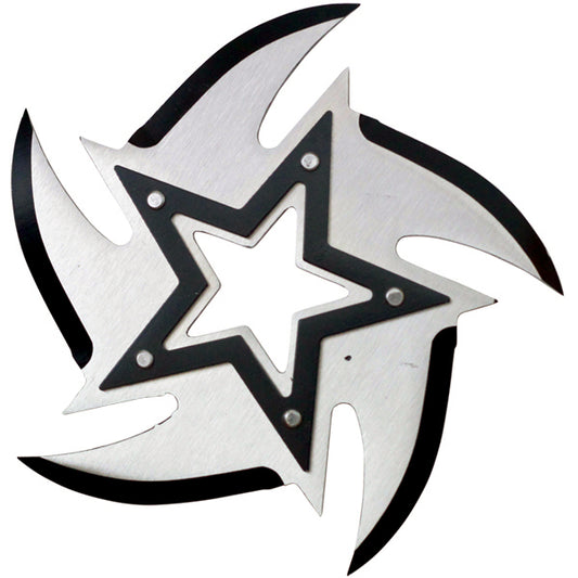 4" Chrome 5-Point Stainless Steel Throwing Star with Black Star Accent