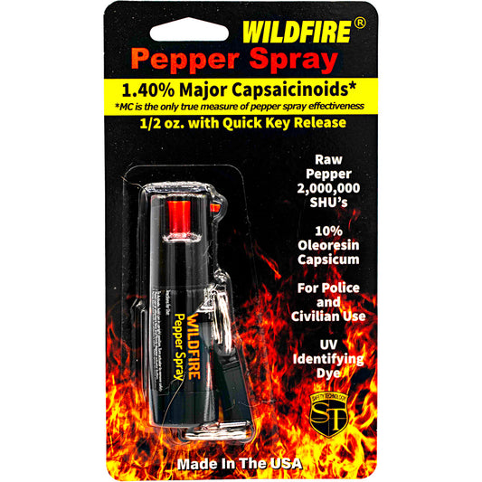 WildFire Pepper Spray with Quick Release Keychain | GuardUp – Side View | GuardUp Pepper Spray Keychain